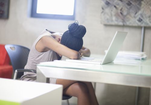 Office worker stressed and upset