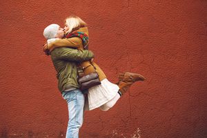 Happy couple kissing