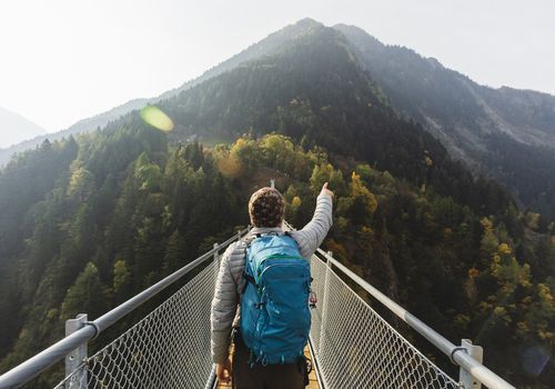 Adventurous person on a hike