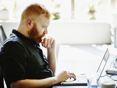 Businessman at workstation in startup office