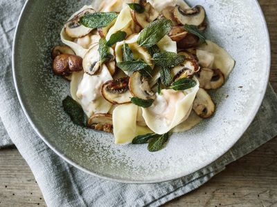 Sage, Pumpkin Tortellini with Brown Mushrooms