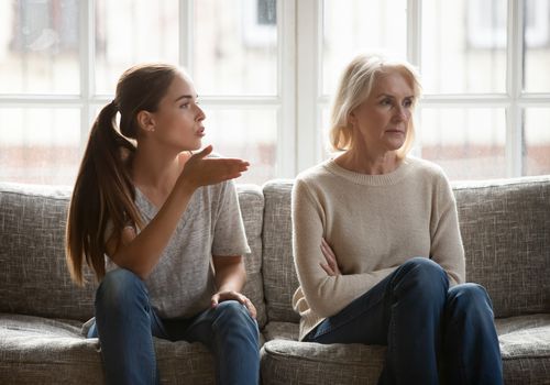 adult daughter arguing with mother