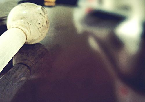 Methamphetamine pipe on a table