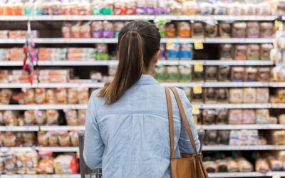 Woman looking at bread