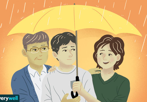 父母和他们的孩子交谈