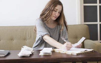 Woman managing finances