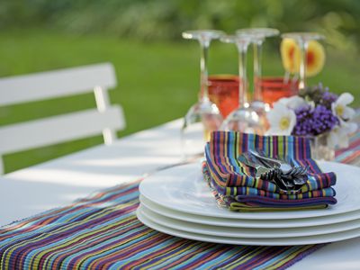 Table waiting to be set at a party