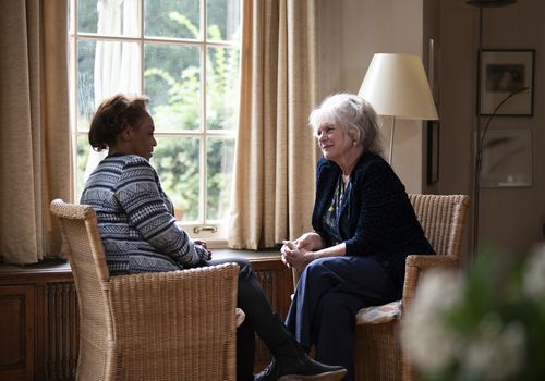 Two women talking at counseling session