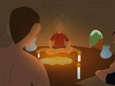 一群人参加了塔塔奇汗水小屋仪式