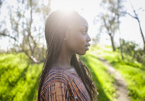 Young woman being mindful