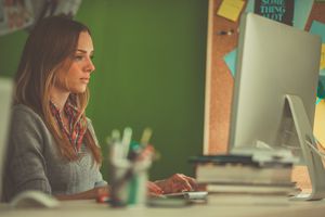 Graphic designer using computer at work