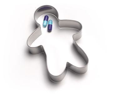 在曲奇饼切削刀的抗抑郁药丸