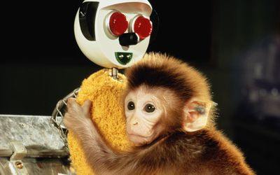 恒河猴依附于代孕妈妈。