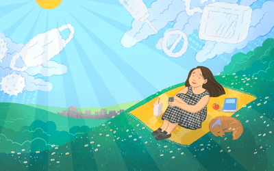 坐在外面的妇女在阳光下