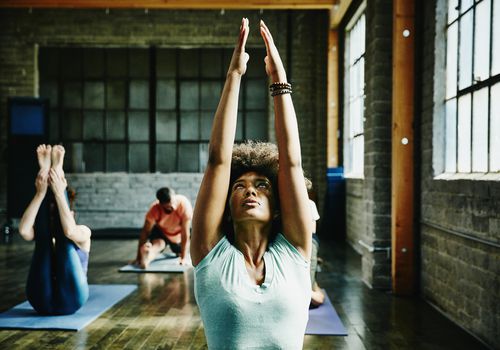 Woman practicing yoga