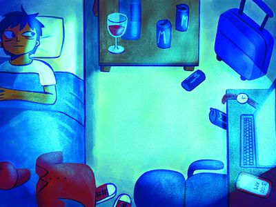 醒着躺在床上挣扎着入睡的人