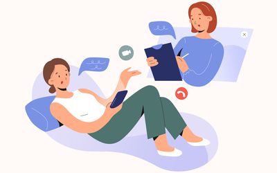 做网上疗法的人的例证