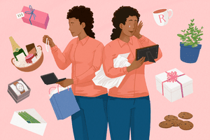 illustration of woman receiving gifts