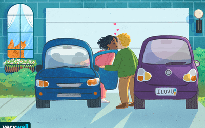 夫妇在上班前亲吻