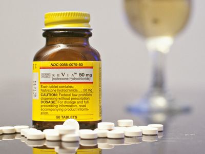 Bottle of Revia with pills